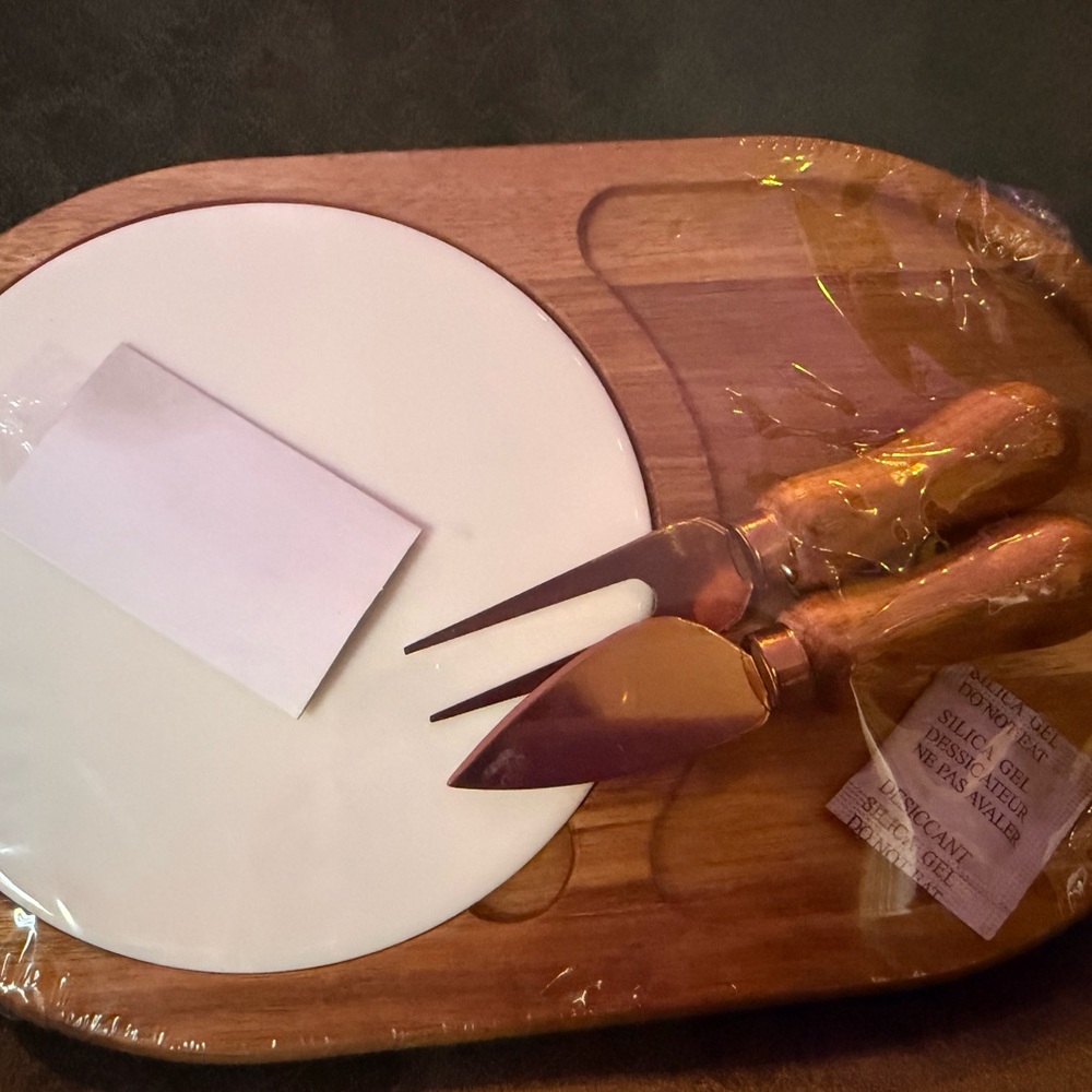 Twine Living Co Wood and Ceramic Cheese Board Set